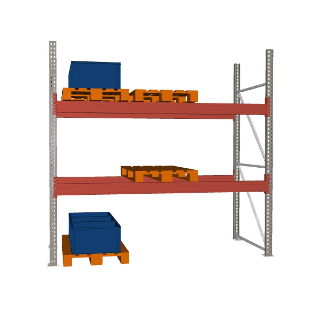 META MULTIPAL Palettenregal , Fachlast 3750 kg, 9 Palettenplätze, 2,7 m Höhe, 1 Feld Produktabbildung: META MULTIPAL Palettenregal , Fachlast 3750 kg, 9 Palettenplätze, 2,7 m Höhe, 1 Feld