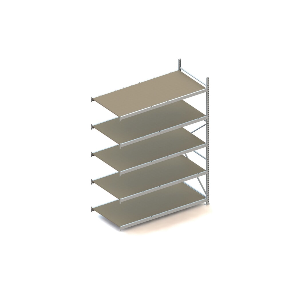 META Weitspannregal, mit Spanplatten, FL 600 kg, AF, HxBxT 3.000 x 2.200 x 1.050 mm Produktabbildung: META Weitspannregal, mit Spanplatten, FL 600 kg, AF, HxBxT 3.000 x 2.200 x 1.050 mm