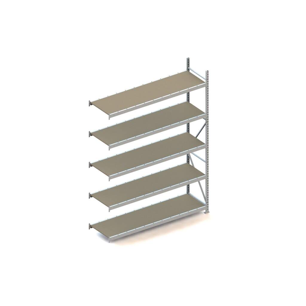Produktabbildung: META Weitspannregal, mit Spanplatten, FL 600 kg, AF, HxBxT 3.000 x 2.200 x 650 mm
