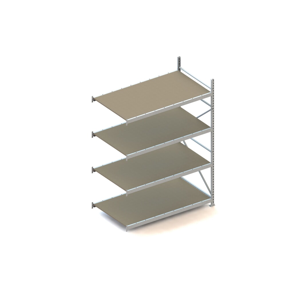 META Weitspannregal, mit Spanplatten, FL 600 kg, AF, HxBxT 2.500 x 1.800 x 1.050 mm Produktabbildung: META Weitspannregal, mit Spanplatten, FL 600 kg, AF, HxBxT 2.500 x 1.800 x 1.050 mm