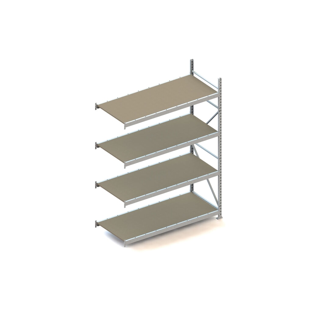 Produktabbildung: META Weitspannregal, mit Spanplatten, FL 600 kg, AF, HxBxT 2.500 x 1.800 x 800 mm