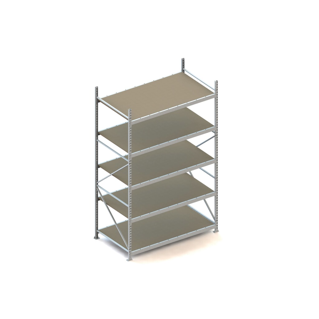 Produktabbildung: META Weitspannregal, mit Spanplatten, FL 600 kg, GF, HxBxT 3.000 x 1.800 x 1.050 mm