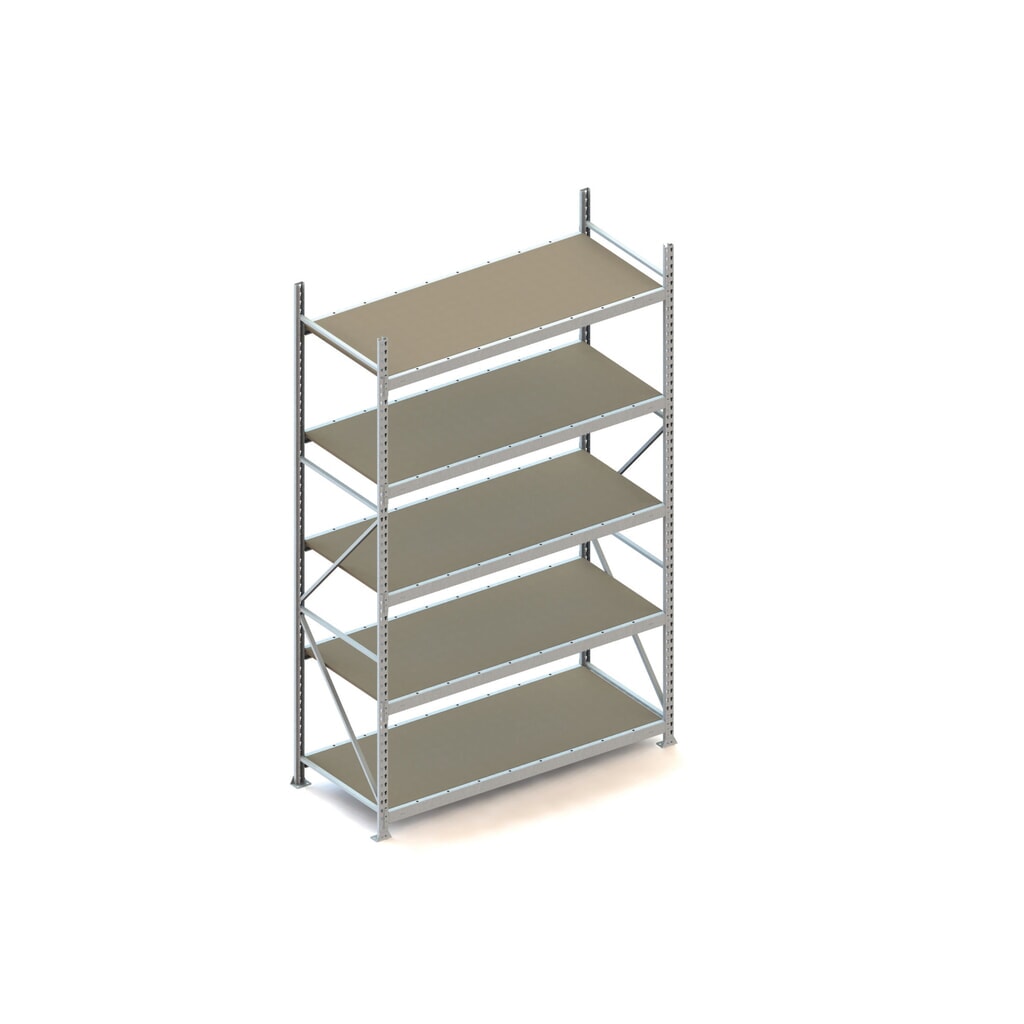 Produktabbildung: META Weitspannregal, mit Spanplatten, FL 600 kg, GF, HxBxT 3.000 x 1.800 x 800 mm