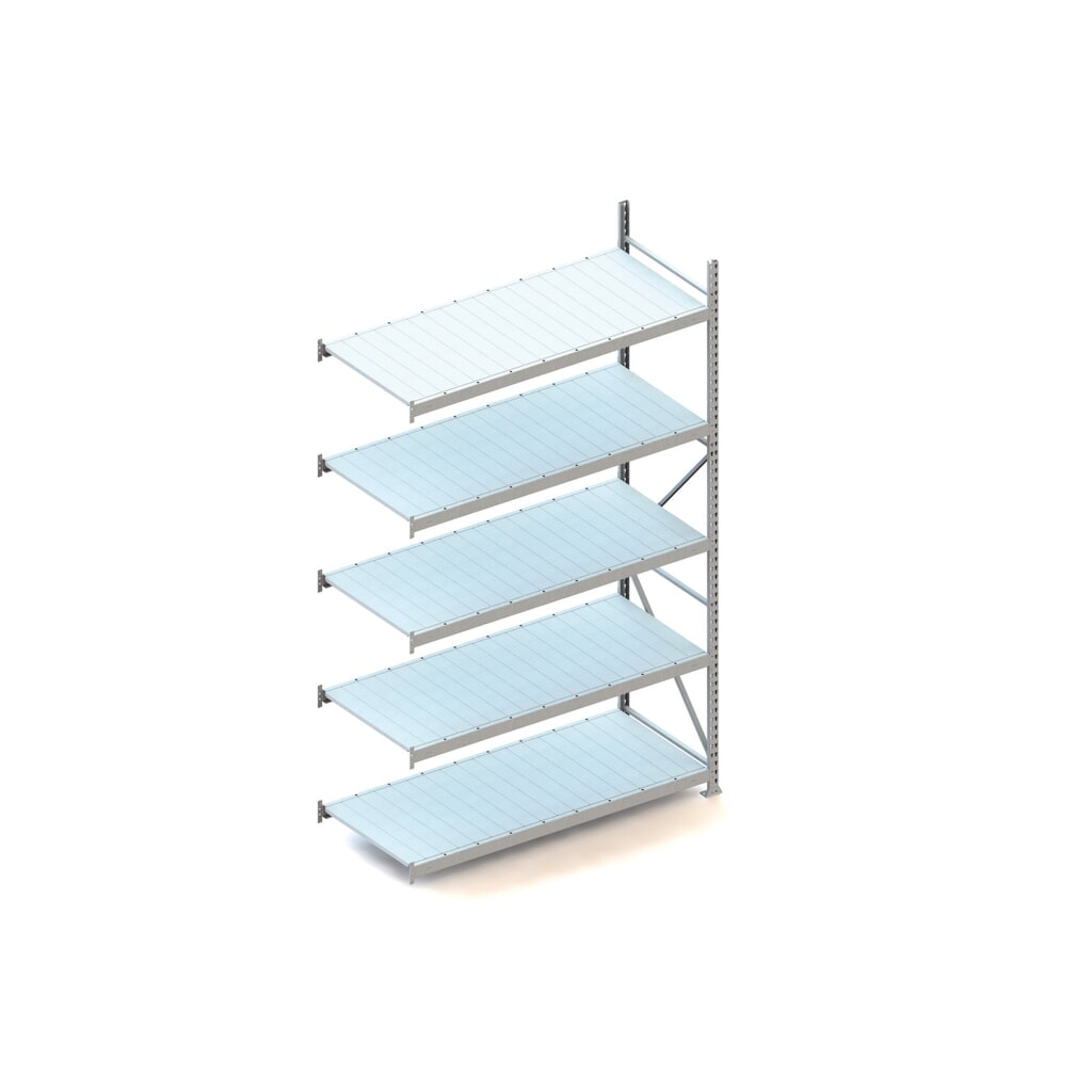 Produktabbildung: META Weitspannregal, mit Stahlpaneelen, FL 600 kg, AF, HxBxT 3.000 x 1.800 x 800 mm