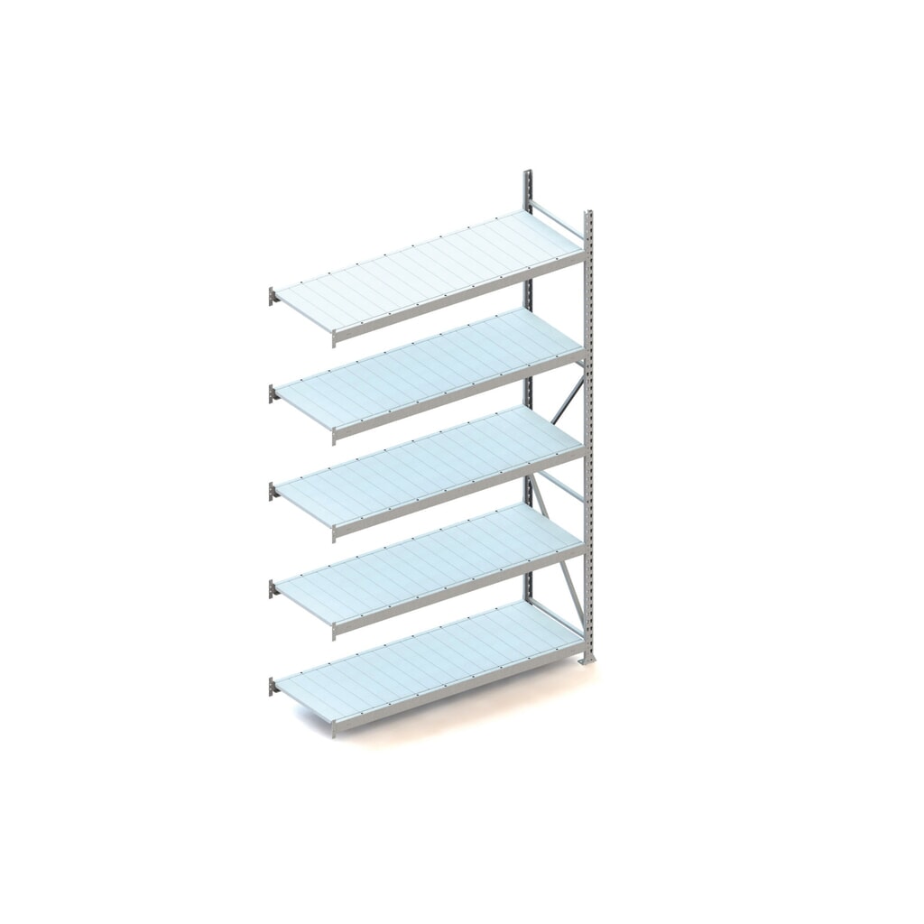 Produktabbildung: META Weitspannregal, mit Stahlpaneelen, FL 600 kg, AF, HxBxT 3.000 x 1.800 x 650 mm