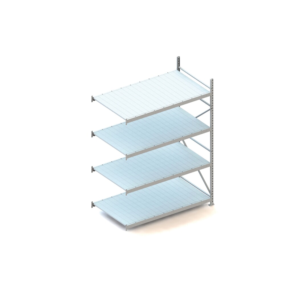 META Weitspannregal, mit Stahlpaneelen, FL 600 kg, AF, HxBxT 2.500 x 1.800 x 1.050 mm Produktabbildung: META Weitspannregal, mit Stahlpaneelen, FL 600 kg, AF, HxBxT 2.500 x 1.800 x 1.050 mm