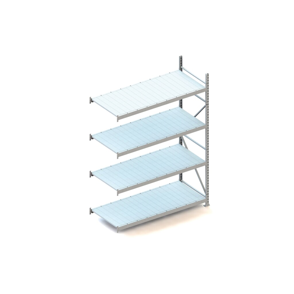 META Weitspannregal, mit Stahlpaneelen, FL 600 kg, AF, HxBxT 2.500 x 1.800 x 800 mm Produktabbildung: META Weitspannregal, mit Stahlpaneelen, FL 600 kg, AF, HxBxT 2.500 x 1.800 x 800 mm