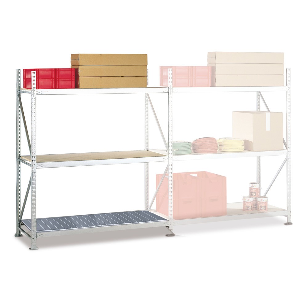 Produktabbildung: META Weitspannregal, mit Stahlpaneelen, FL 600 kg, AF, HxBxT 2.200 x 2.200 x 650 mm