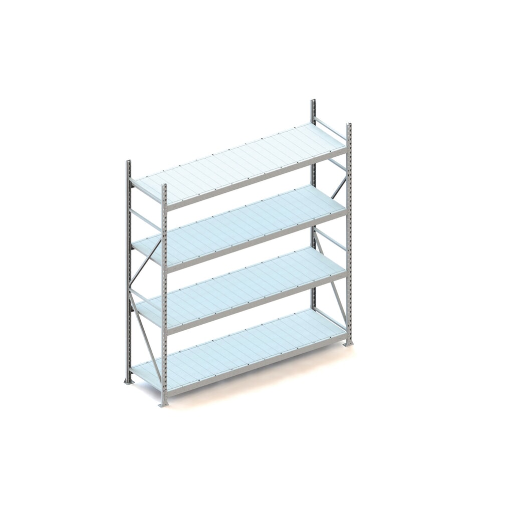 Produktabbildung: META Weitspannregal, mit Stahlpaneelen, FL 600 kg, GF, HxBxT 2.500 x 2.200 x 650 mm