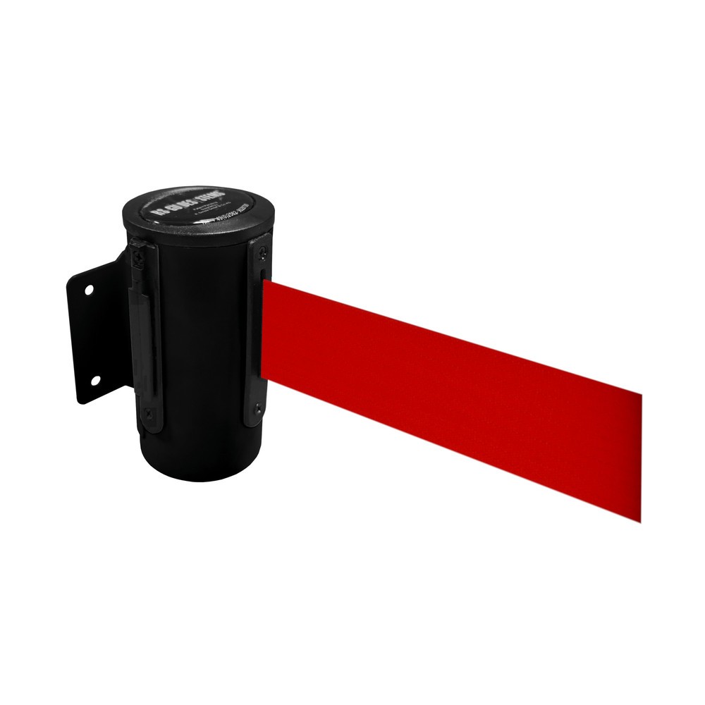 Product afbeelding: Metalen cassette voor wandafzetband, gepoedercoat, uittreklengte 2,3 m, zwart, rood