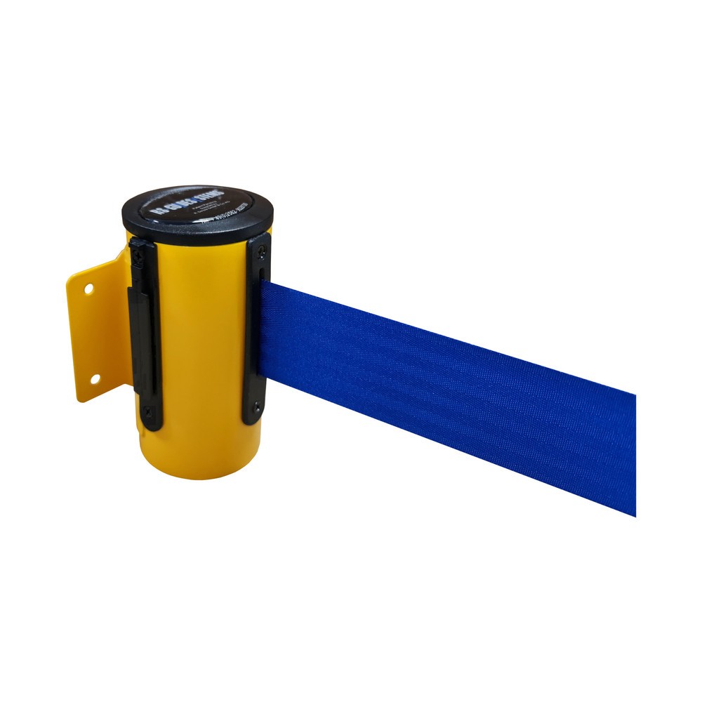 Product afbeelding: Metalen cassette voor wandafzetband, gepoedercoat, uittreklengte 4 m, geel, blauw