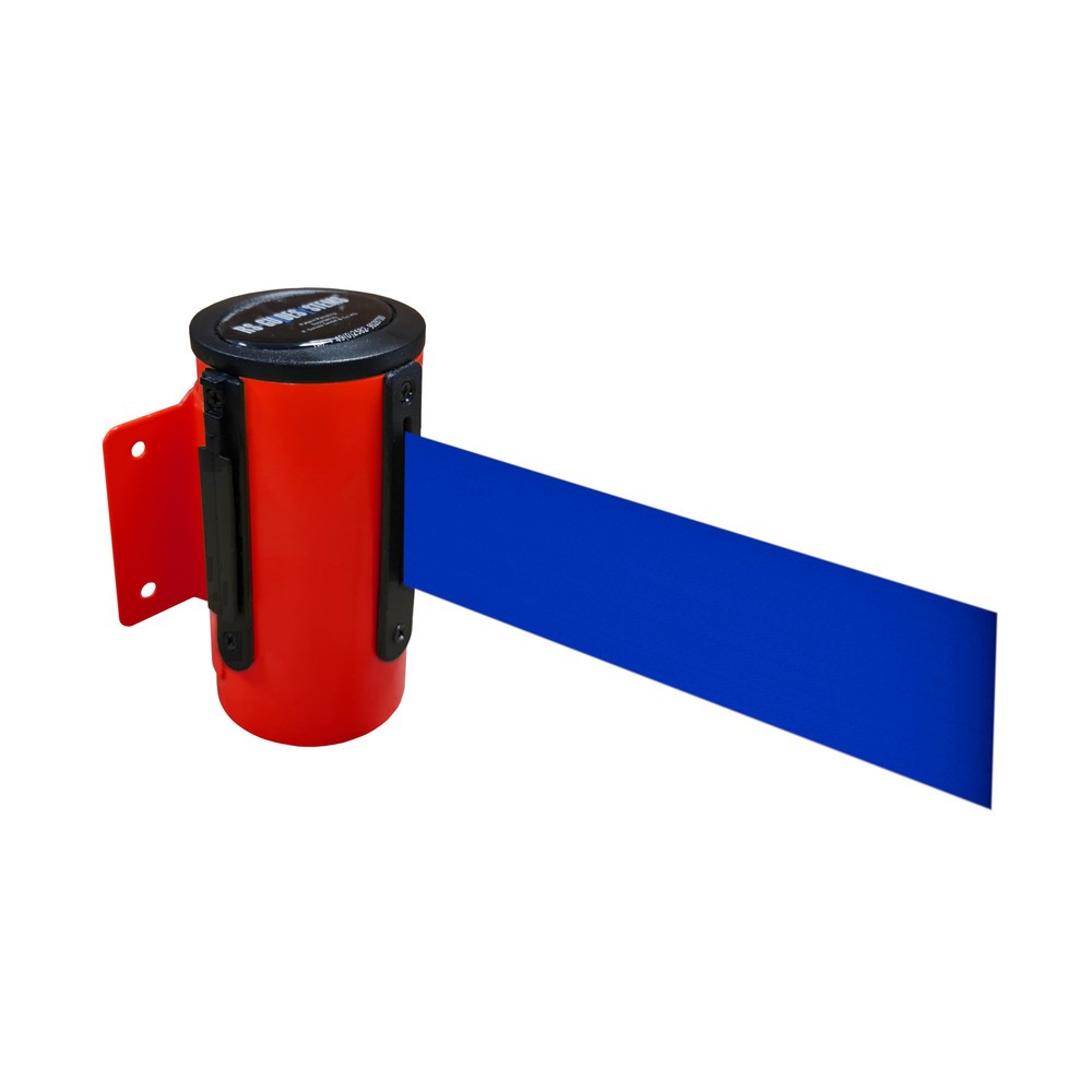 Product afbeelding: Metalen cassette voor wandafzetband, gepoedercoat, uittreklengte 4 m, rood, blauw