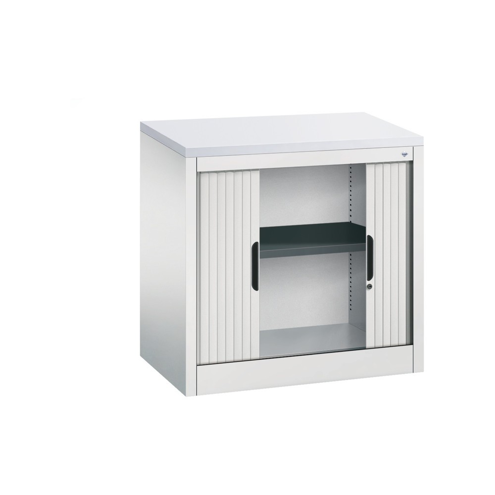 N° de l'image du produit 4 : Meuble à volet roulant transversal C+P, 1 1/2 hauteur de classeur, largeur 800 mm, gris clair, Gris clair
