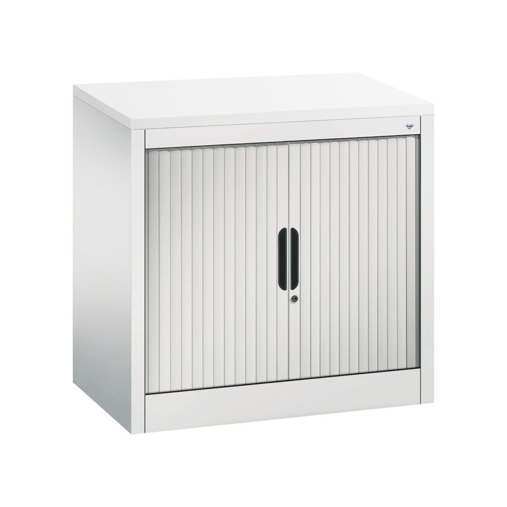 Illustration du produit: Meuble à volet roulant transversal C+P, 1 1/2 hauteur de classeur, largeur 800 mm, gris clair, Blanc