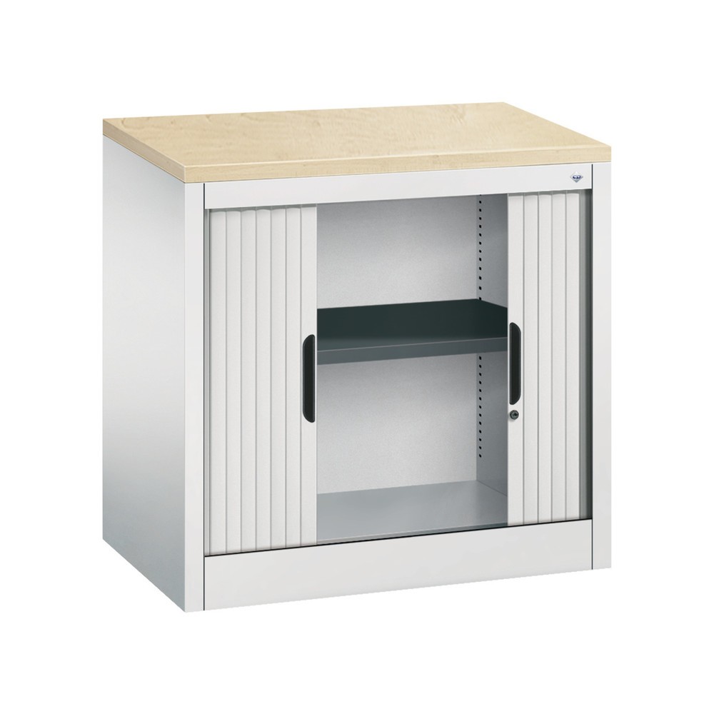N° de l'image du produit 4 : Meuble à volet roulant transversal C+P, 1 1/2 hauteur de classeur, largeur 800 mm, gris clair, Érable