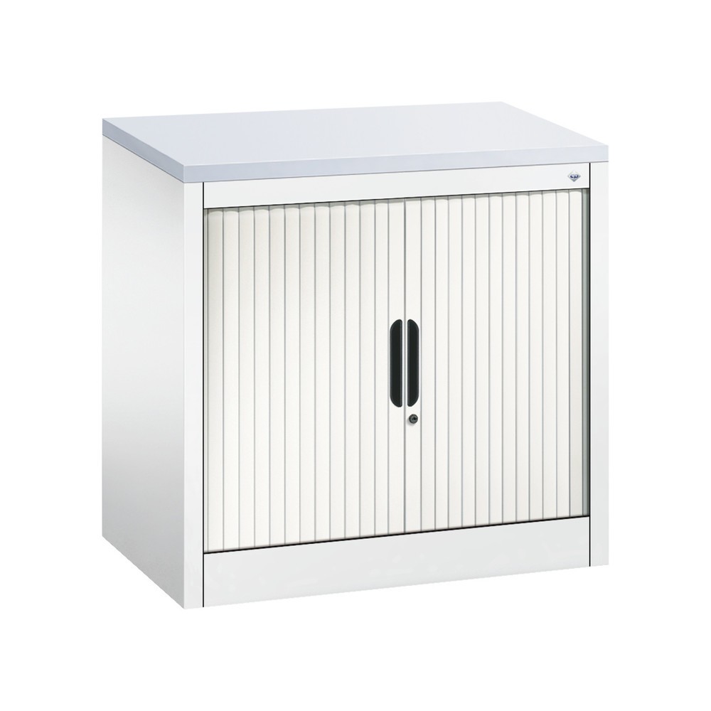 Illustration du produit: Meuble à volet roulant transversal C+P, 1 1/2 hauteur de classeur, largeur 800 mm, blanc pur, Gris clair