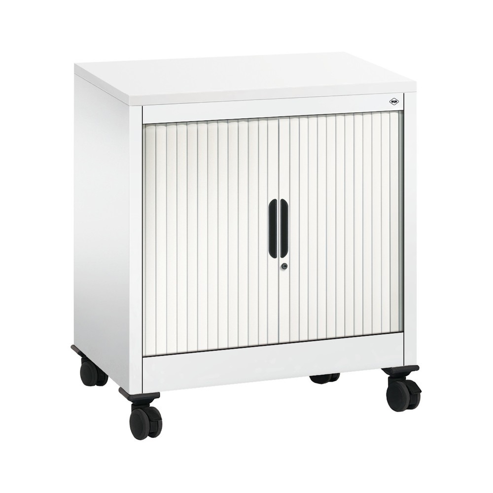 Illustration du produit: Meuble à volet roulant transversal C+P, 1 1/2 hauteur de classeur, largeur 800 mm, blanc pur, Blanc