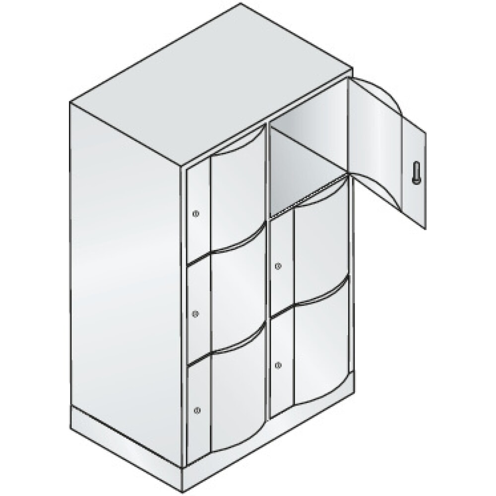 N° de l'image du produit 2 : Meuble coffre-fort C+P avec portes « anti-vandalisme », 2 x 3 compartiments, H x l x P 1 225 x 770 x 540 mm, gris clair, gris clair