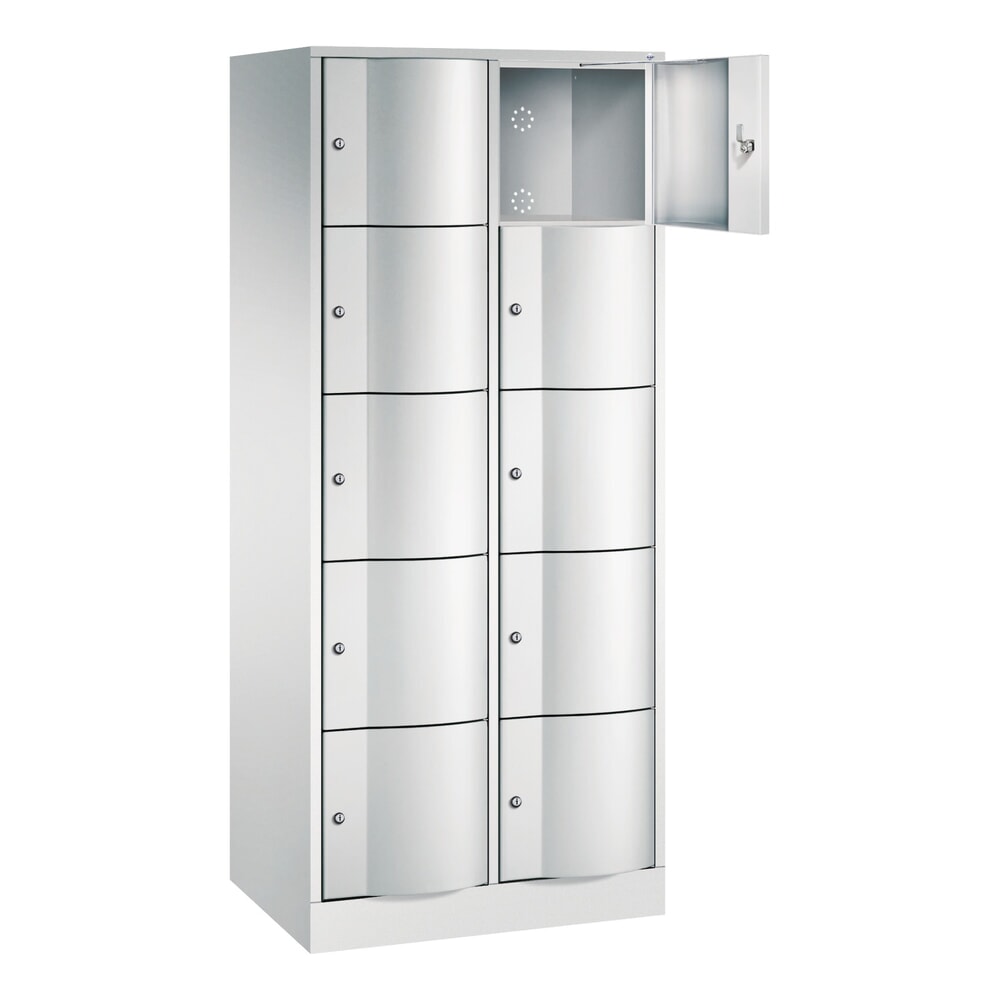 N° de l'image du produit 2 : Meuble coffre-fort C+P avec portes « anti-vandalisme », 2 x 5 compartiments, H x l x P 1 950 x 770 x 540 mm, gris clair, gris clair