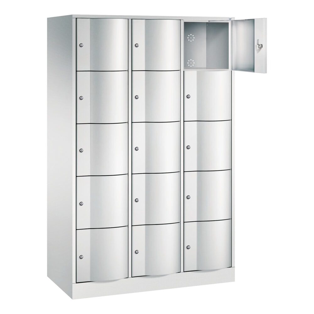 N° de l'image du produit 2 : Meuble coffre-fort C+P avec portes « anti-vandalisme », 3 x 5 compartiments, H x l x P 1 950 x 1 150 x 540 mm, gris clair, gris clair