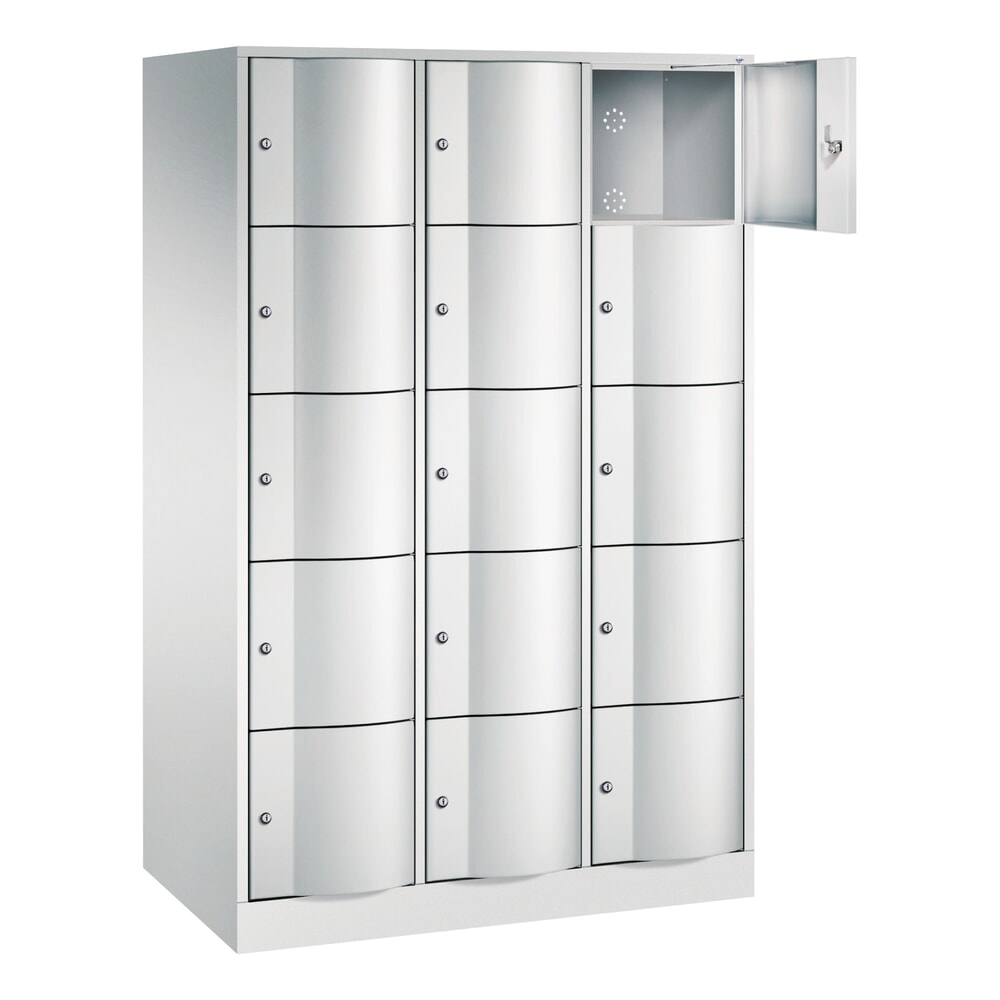N° de l'image du produit 2 : Meuble coffre-fort C+P avec portes « anti-vandalisme », 3 x 5 compartiments, H x l x P 1 950 x 1 150 x 640 mm, gris clair, gris clair