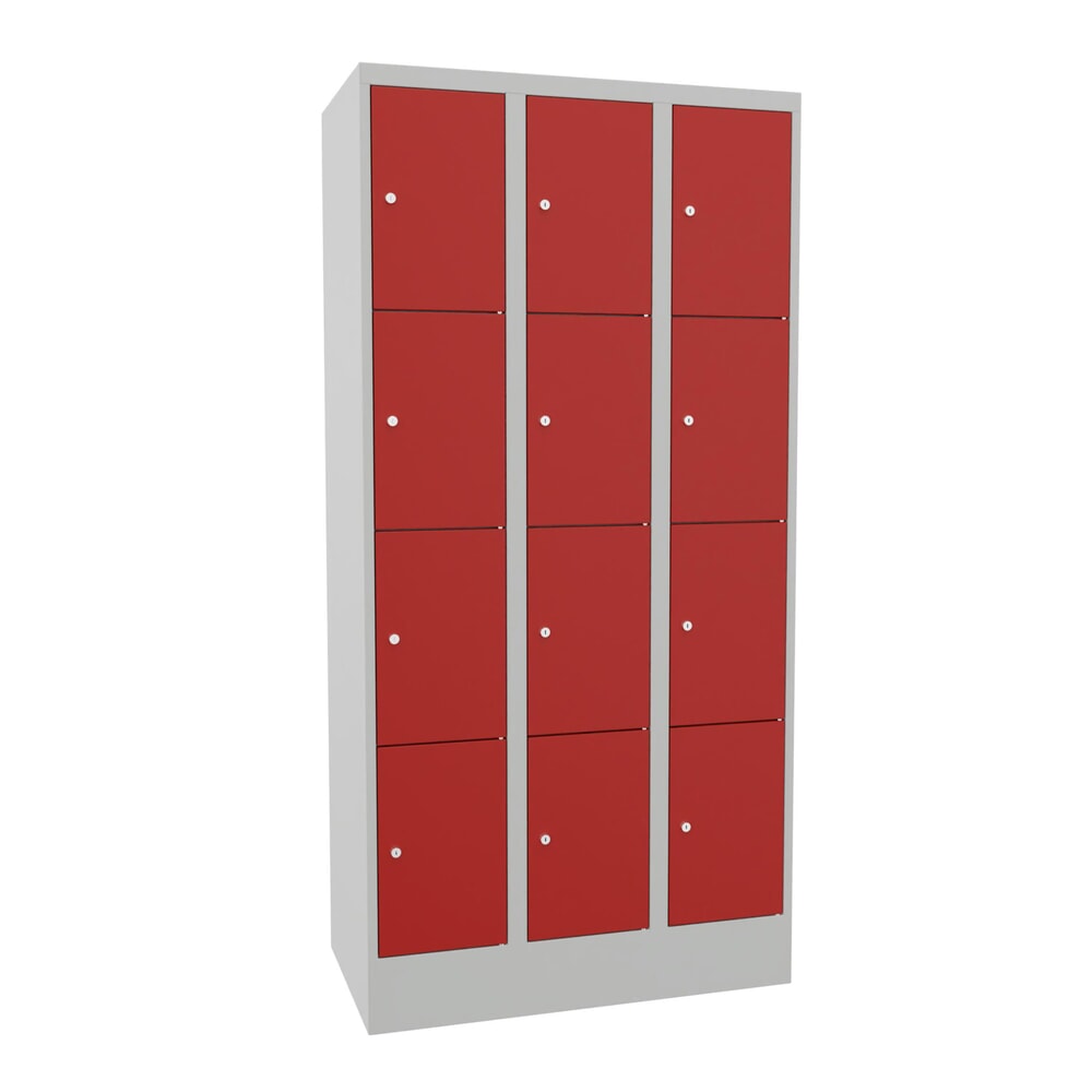 Illustration du produit: Meuble coffre-fort PAVOY, 3 x 4 compartiments, H x l x P 1 850 x 930 x 500 mm, rouge feu, gris clair