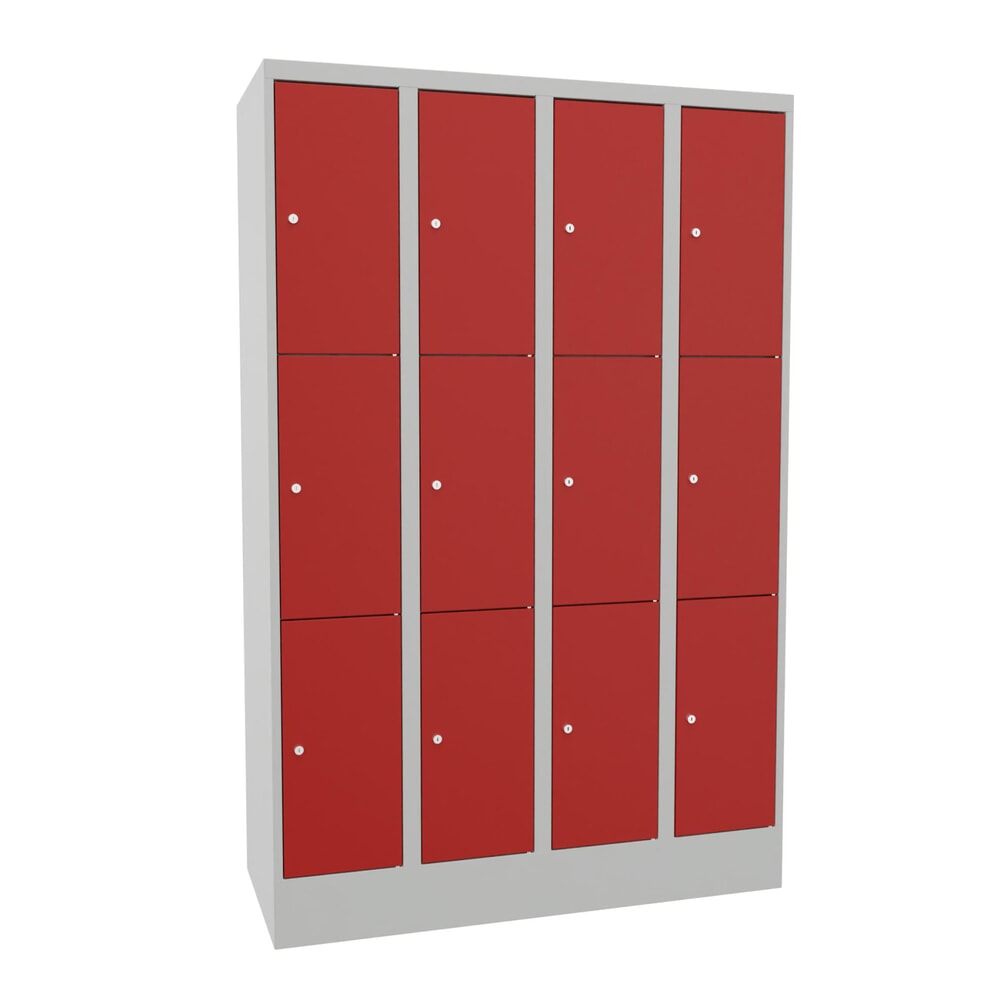 Illustration du produit: Meuble coffre-fort PAVOY, 4 x 3 compartiments, H x l x P 1 850 x 1 230 x 500 mm, rouge feu, gris clair