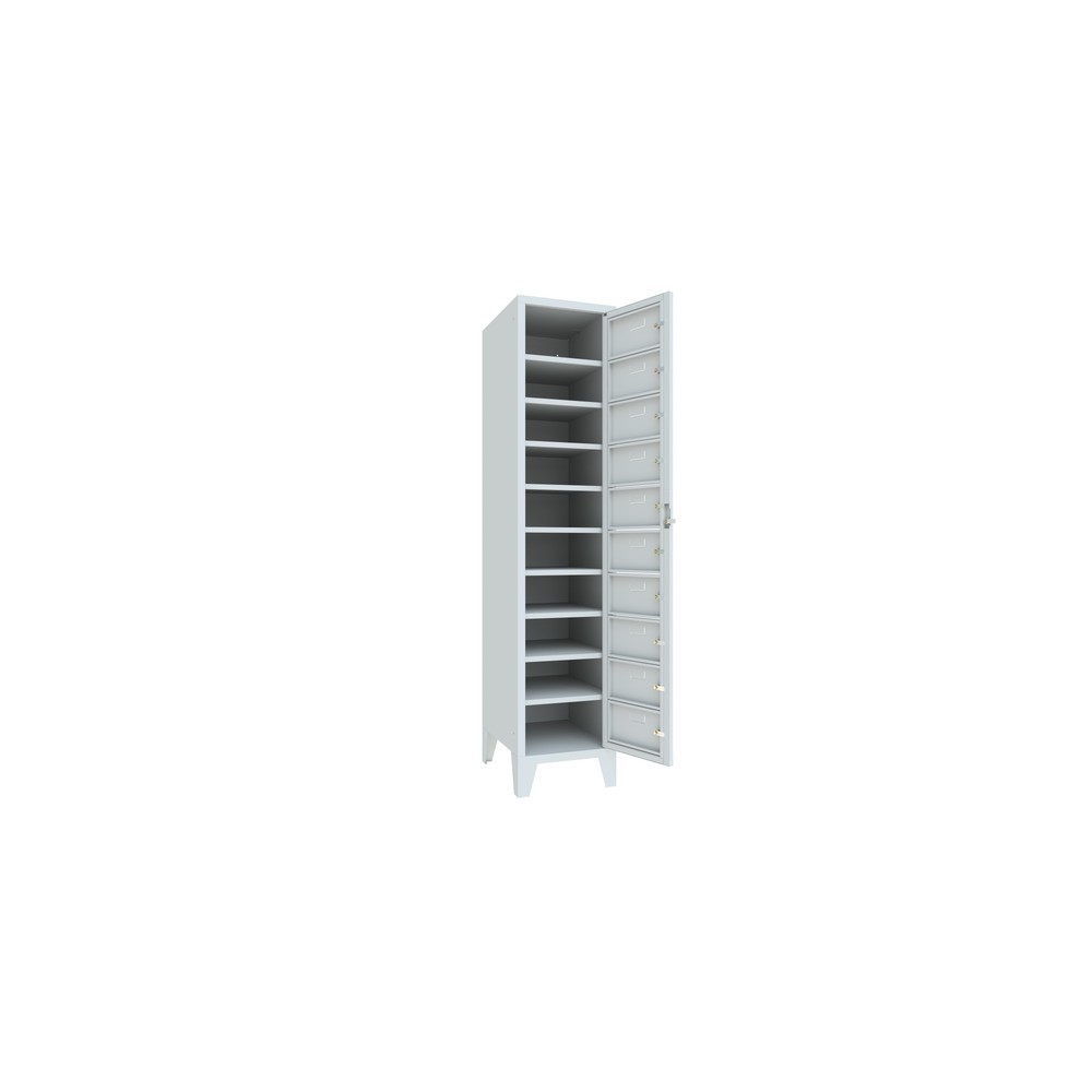 N° de l'image du produit 3 : Meuble coffre-fort PAVOY avec porte centrale, 1 x 10 compartiments, H x l x P 1 850 x 400 x 500 mm, avec pieds, gris clair, gris clair