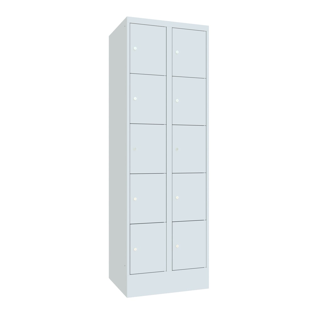 N° de l'image du produit 1 : Meuble coffre-fort PAVOY avec serrure à cylindre, 2 x 5 compartiments, H x l x P 1 850 x 630 x 500 mm, gris clair, gris clair