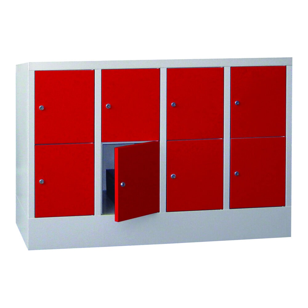 N° de l'image du produit 2 : Meuble coffre-fort PAVOY avec serrure à cylindre, 4 x 2 compartiments, H x l x P 855 x 1 230 x 500 mm, rouge feu, gris clair