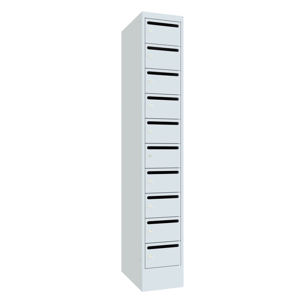 Illustration du produit: Meuble de tri du courrier PAVOY, 1 x 10 compartiments, H x l x P 1 850 x 330 x 500 mm, gris clair, gris clair