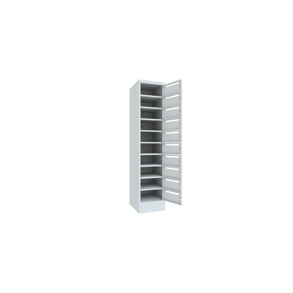 N° de l'image du produit 3 : Meuble de tri du courrier PAVOY, 1 x 10 compartiments, H x l x P 1 850 x 430 x 500 mm, gris clair, gris clair