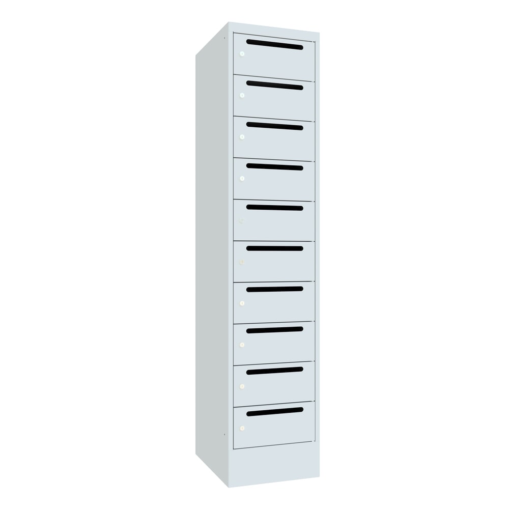 Illustration du produit: Meuble de tri du courrier PAVOY, 1 x 10 compartiments, H x l x P 1 850 x 430 x 500 mm, gris clair, gris clair
