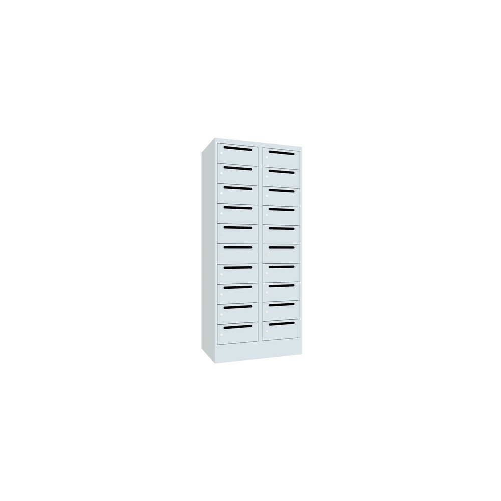 N° de l'image du produit 3 : Meuble de tri du courrier PAVOY, 2 x 10 compartiments, H x l x P 1 850 x 830 x 500 mm, gris clair, gris clair
