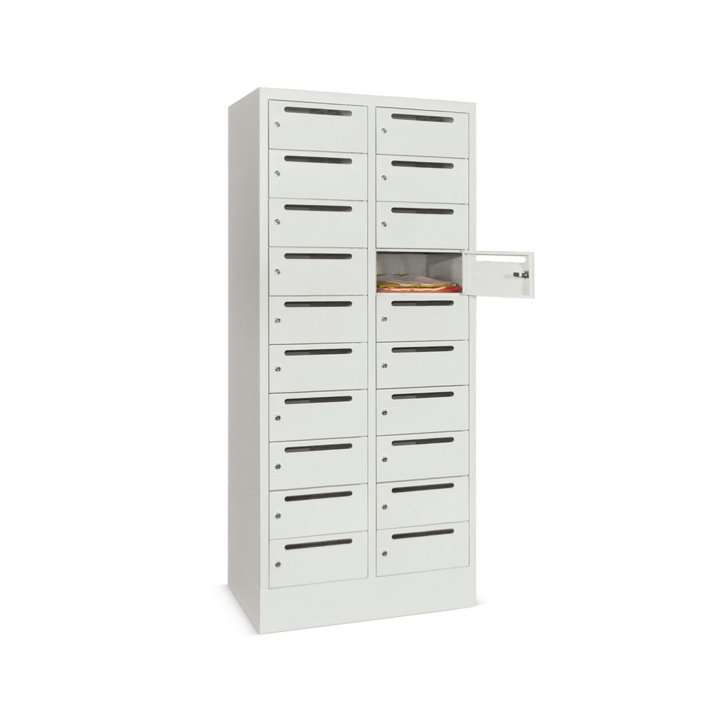 Illustration du produit: Meuble de tri du courrier PAVOY, 2 x 10 compartiments, H x l x P 1 850 x 830 x 500 mm, gris clair, jaune zinc