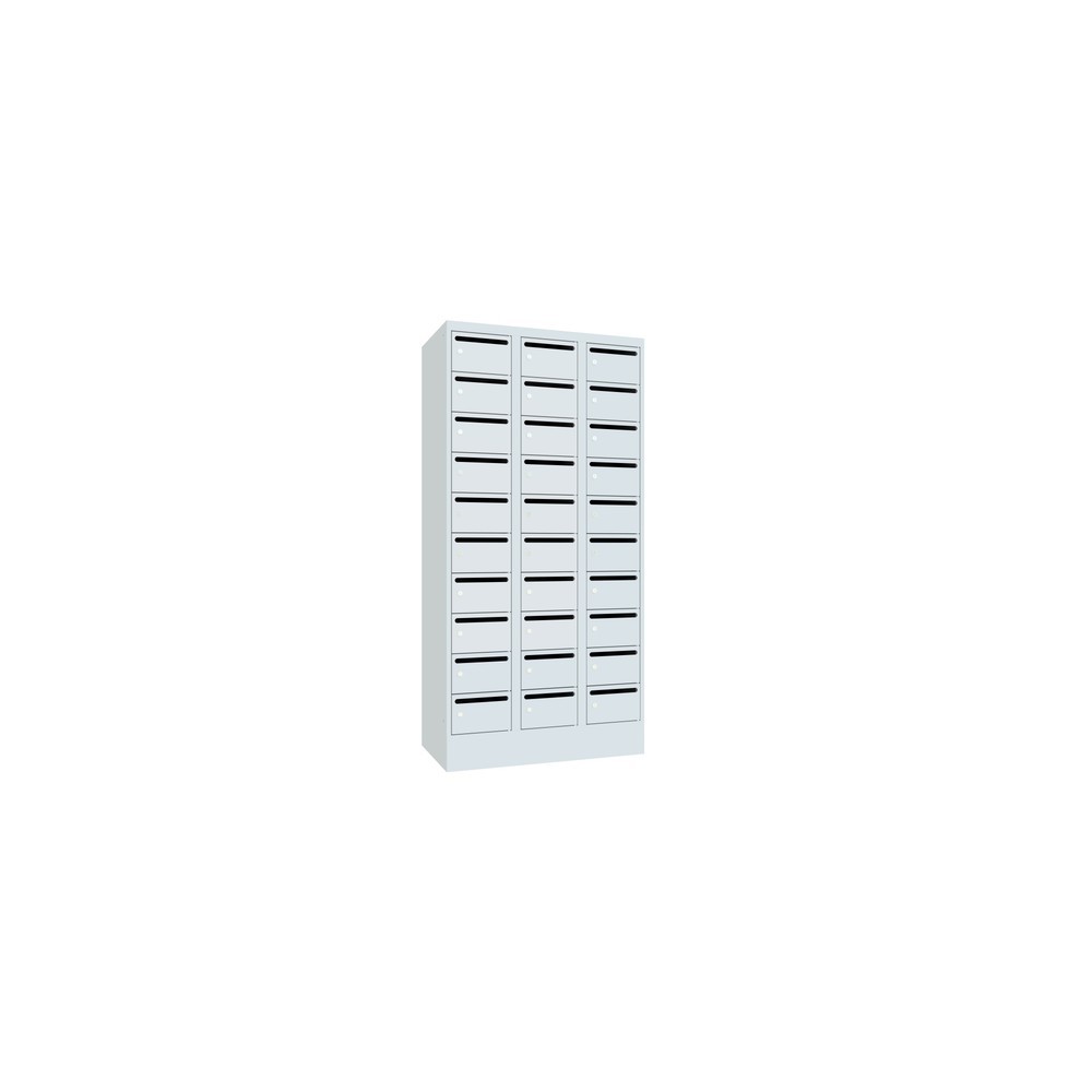 N° de l'image du produit 3 : Meuble de tri du courrier PAVOY, 3 x 10 compartiments, H x l x P 1 850 x 930 x 500 mm, gris clair, gris clair