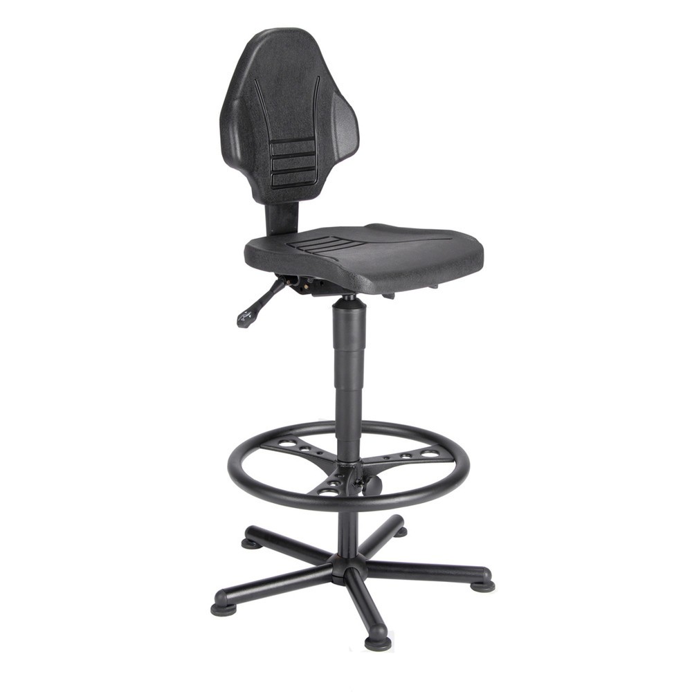 Produktabbildung: meychair Arbeitsdrehstuhl High-Level, Sitzhöhe 630-880 mm, Stahlbasis, Bodengleiter, Fußring
