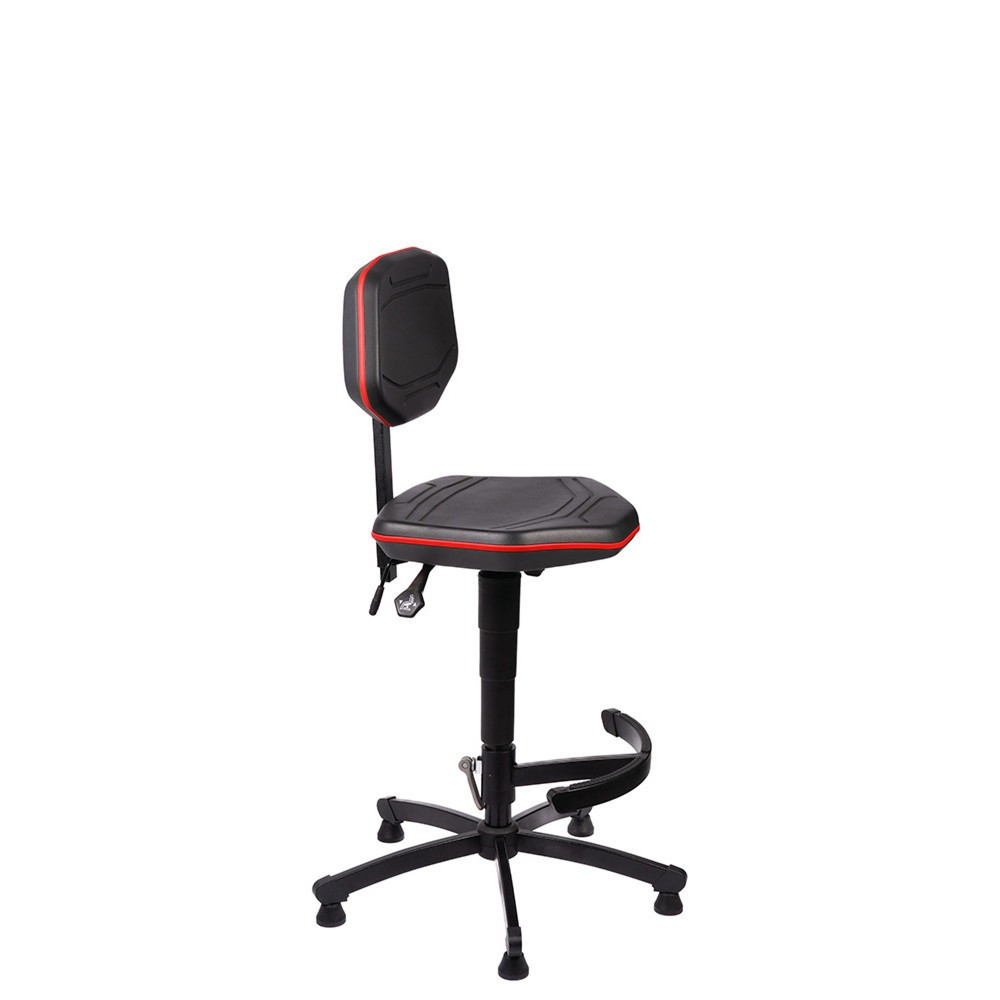 Produktabbildung Nr. 3: meychair Arbeitsdrehstuhl  Workster PRO mit Gleitern und Aufstiegshilfe, Kederfarbe rot