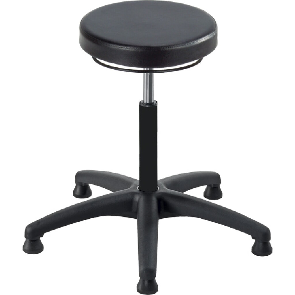 Produktabbildung: meychair Hocker Universal Plus, PU-Sitz, Sitzhöhe 400-530 mm, Kunststoffbasis, Bodengleiter