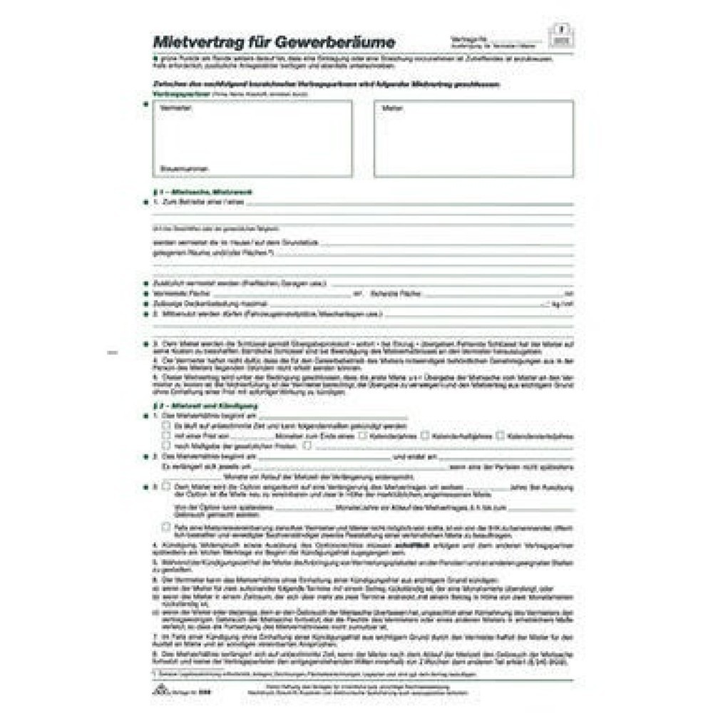 Produktabbildung: RNK Mietvertrag 598 Gewerberaum DIN A4 5Blatt