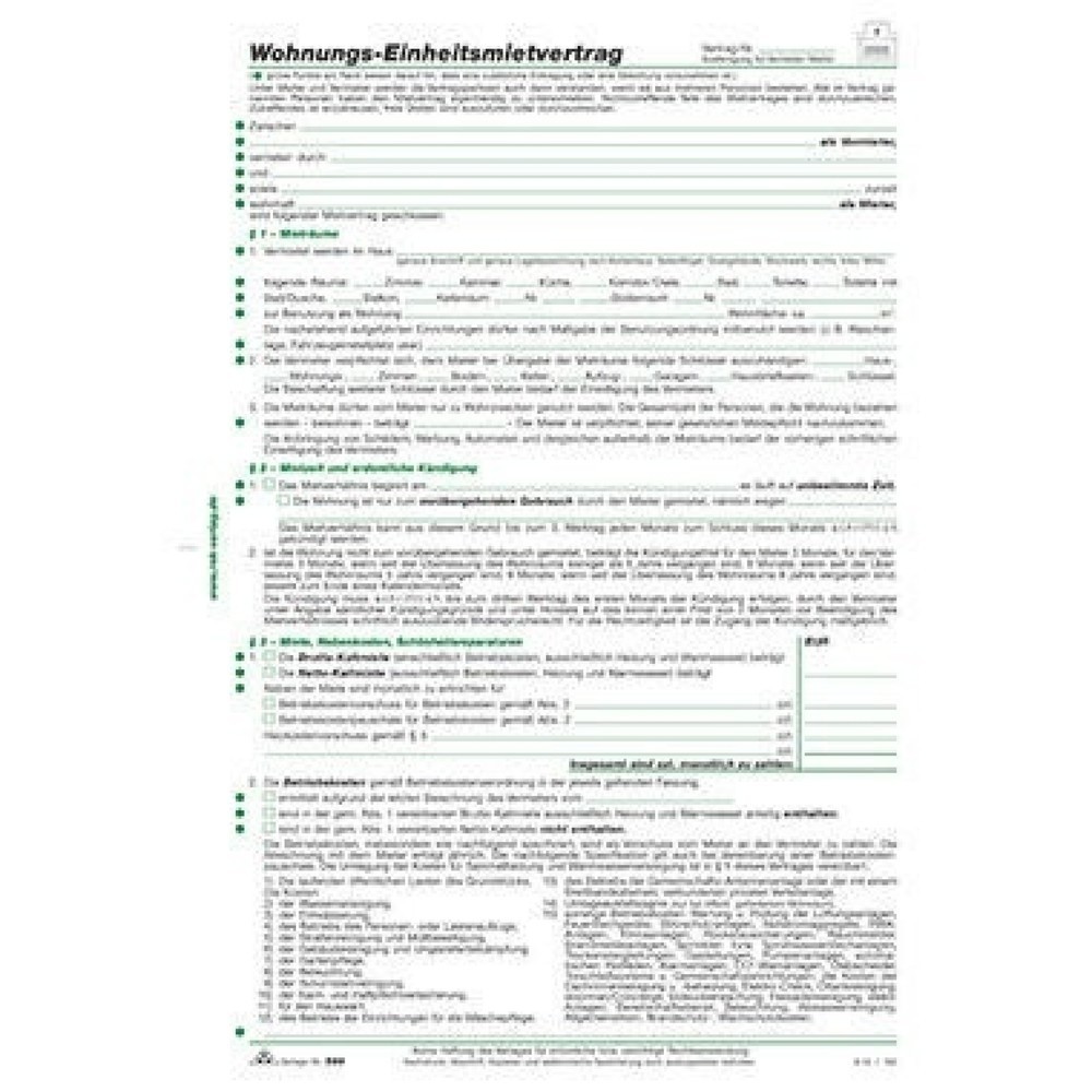 Produktabbildung: RNK Mietvertrag 599 DIN A4 4Blatt