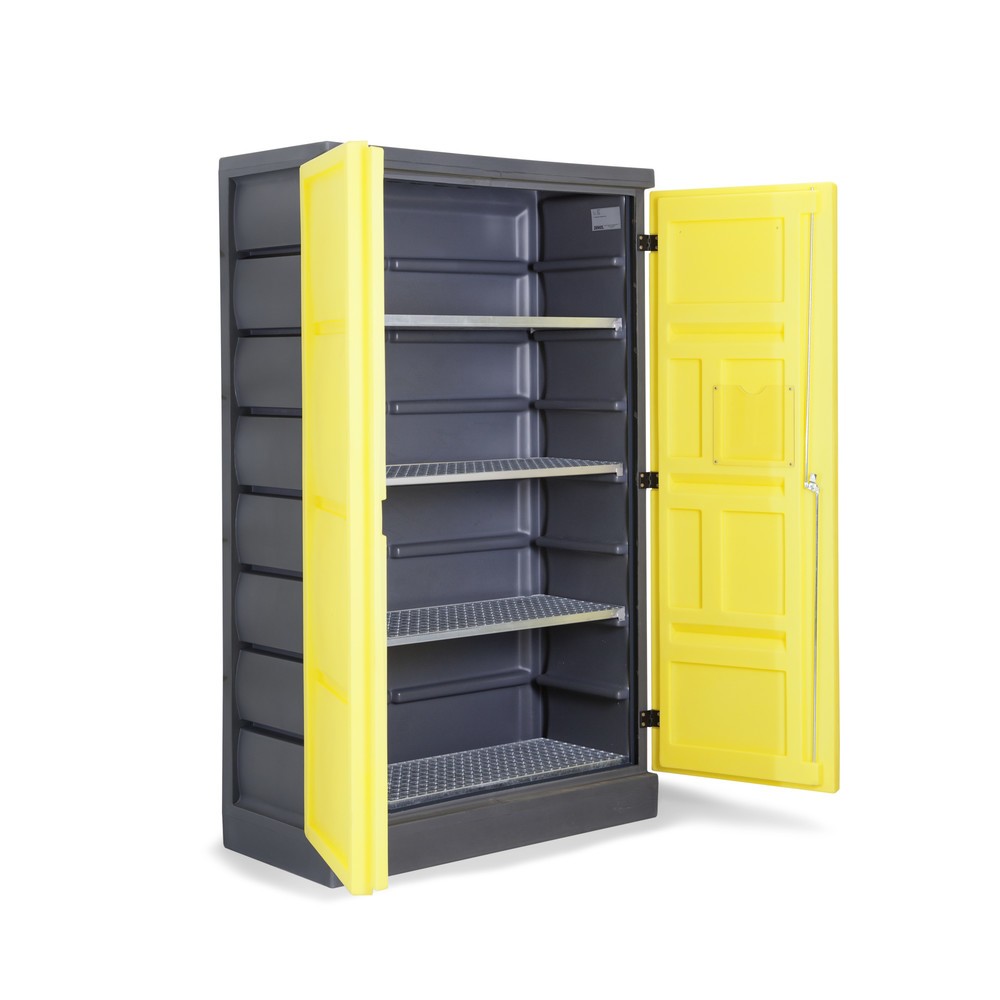 Product afbeelding: Denios chemicaliënkast van PE, hxbxd 1.990 x 1.225 x 640 mm, 4 roestvrijstalen roosters