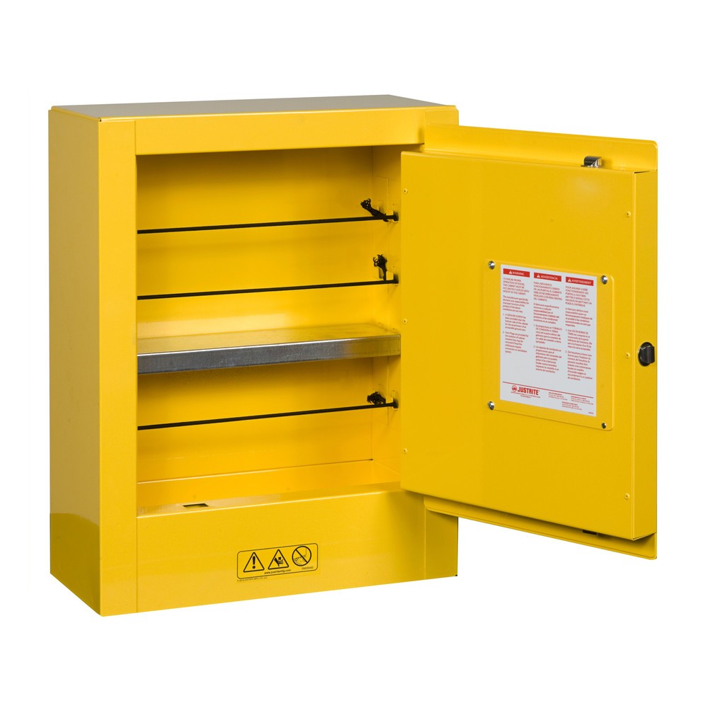 N° de l'image du produit 3 : Mini-armoire coupe-feu Justrite®, H x l x P 560 x 430 x 200 mm, 1 tablette, fermeture manuelle
