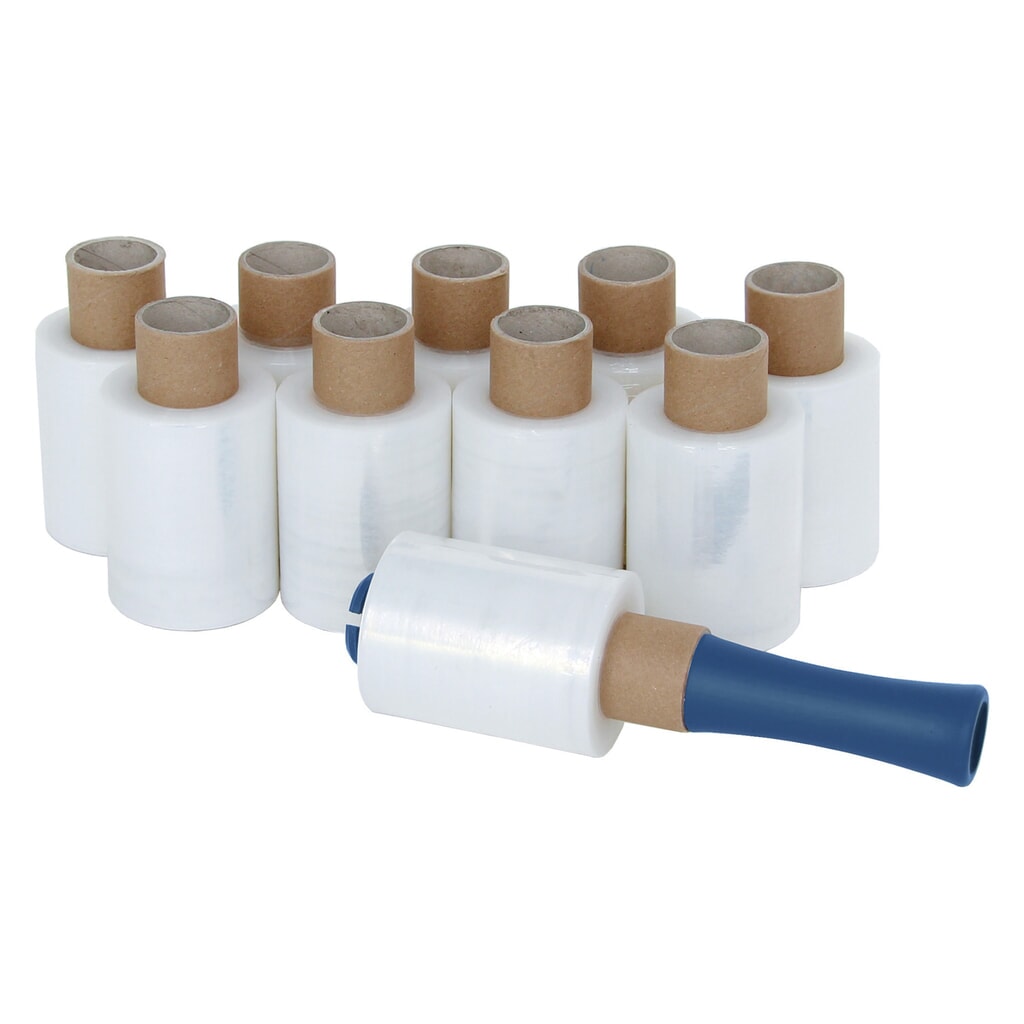 Mini-Stretch, 100 mm breit x 150 lfm, Stärke 20 µ, transparent Produktabbildung: Mini-Stretch, 100 mm breit x 150 lfm, Stärke 20 µ, transparent