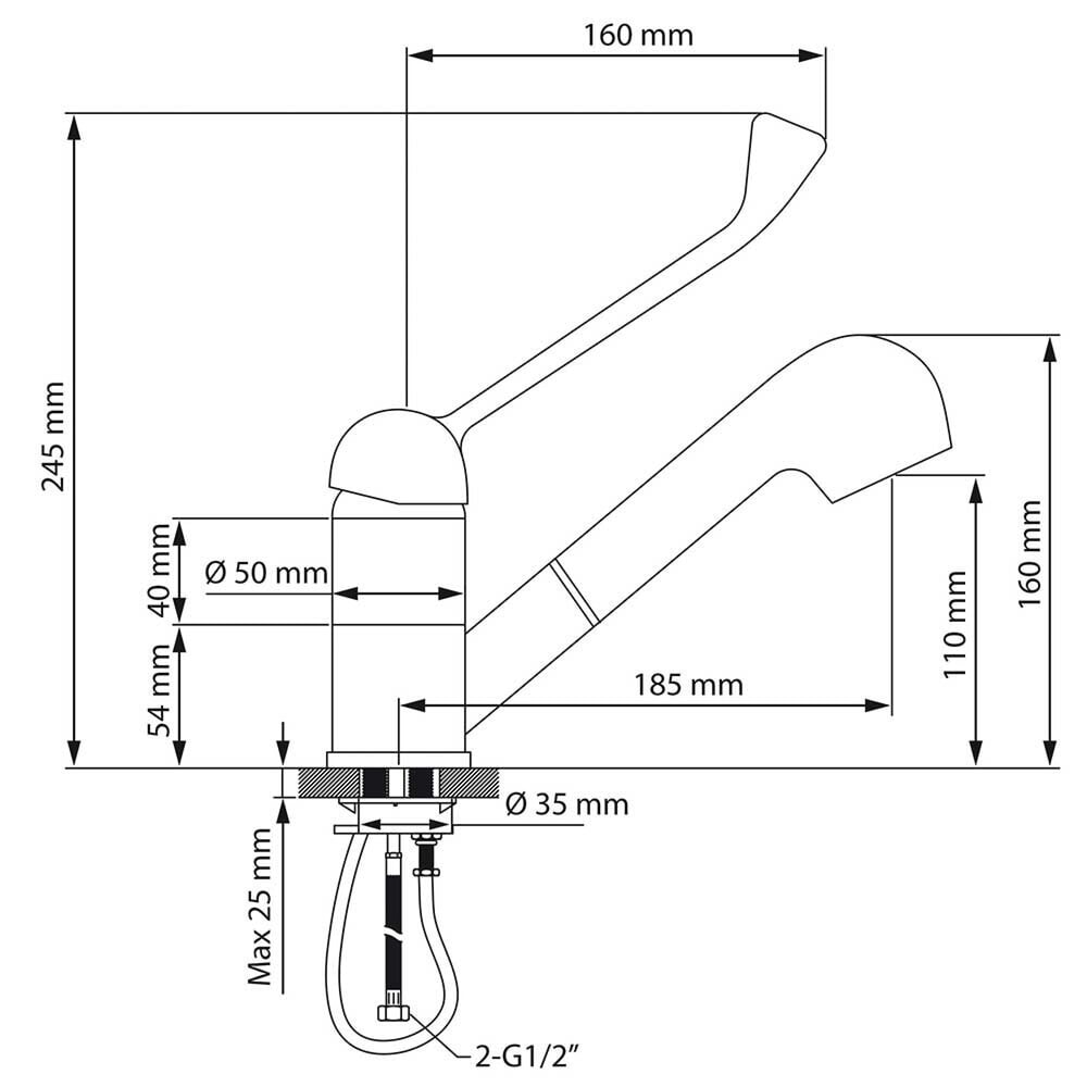 N° de l'image du produit 5 : Mitigeur Stalgast avec douchette, montage monotrou, mitigeur monocommande