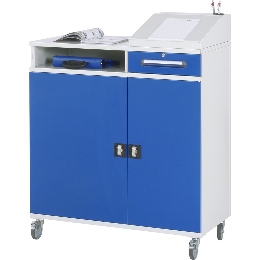 Productafbeelding nr. 2: RAU mobiele rollende lessenaar, HxBxD 1.185-1.345 x 1.100 x 520 mm, lades 2 x 80, 1 x 120 mm