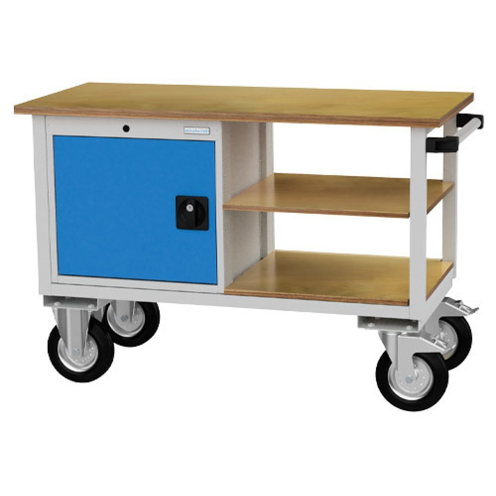 Product afbeelding: Mobiele Werkbank Bedrunka+Hirth R 18-16, hxbxd 820 x 1.200 x 540 mm, lichtgrijs, lichtblauw, 2 legborden, 1 draaideur 1x400 mm