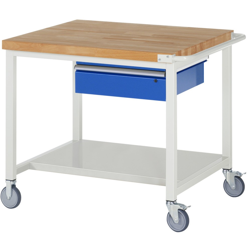 Product afbeelding: RAU verrijdbare werkbank serie 8000, h x b x d 880 x 1.000 x 900 mm, legbord onderaan, met 1 lade rechts