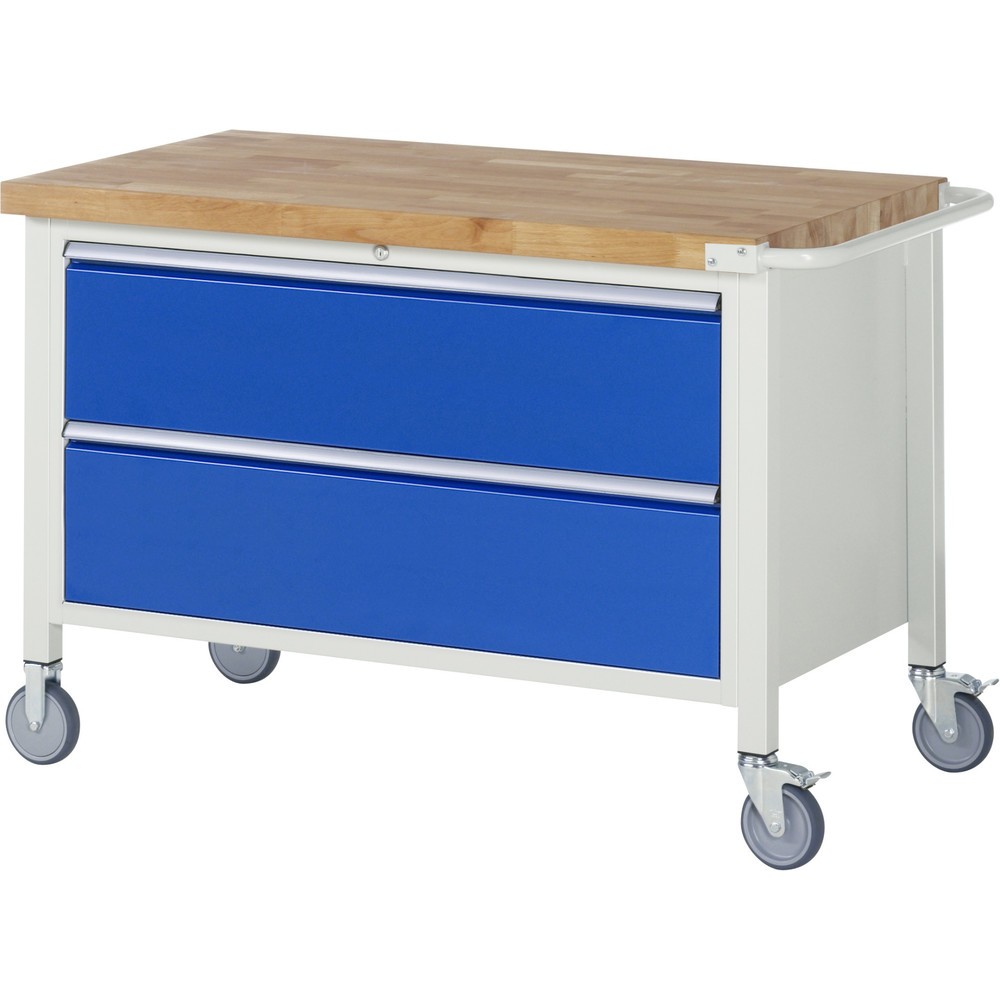 Product afbeelding: Mobiele werkbank RAU serie 8000, hxbxd 880 x 1.250 x 700 mm, 2 x voor 100% uittrekbare lades, 2 x 270 mm, draagvermogen lade 50 kg