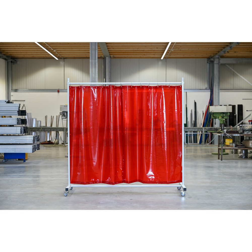 Produktabbildung Nr. 1: Mobile Schutzstellwand, nach ISO EN 25980 (EN 1598), 1-tlg., Plane 0,4 mm, rot/transparent